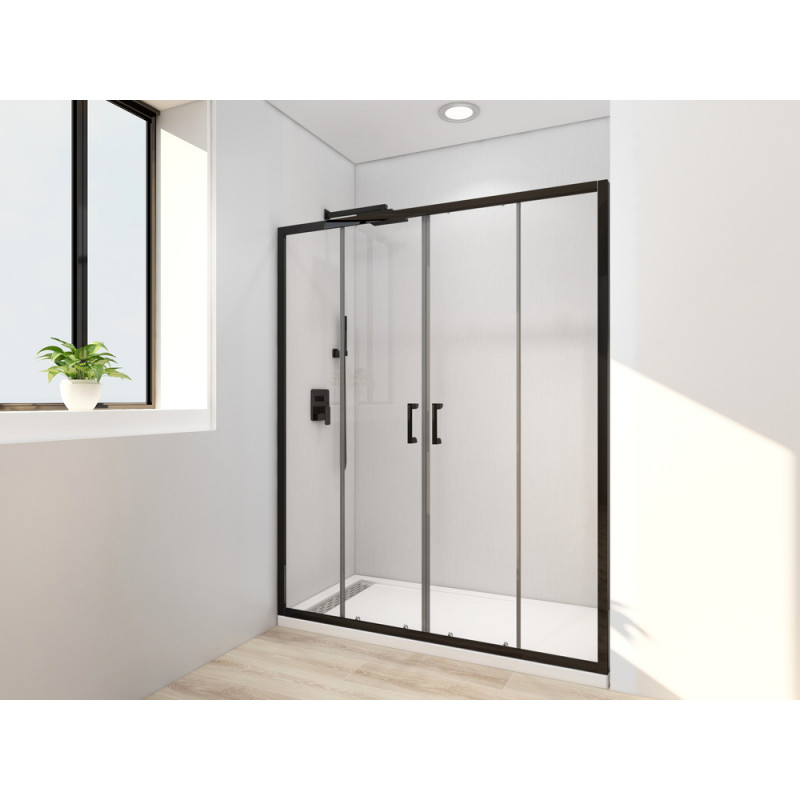 Двері в нішу Mixxus Premium DIVERSE SD01-160x185-TR Чорний прозоре скло 5мм