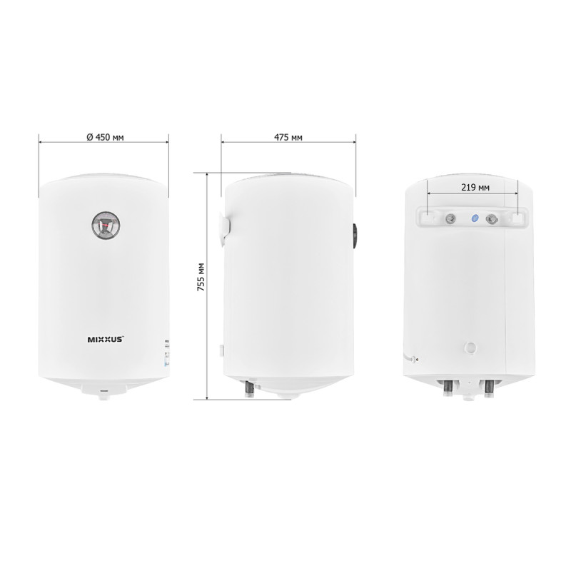 Водонагреватель "Цилиндр" MIXXUS EWH-07080 ROUND WET накопительный 80 л, мокрый тен 1,5 kW