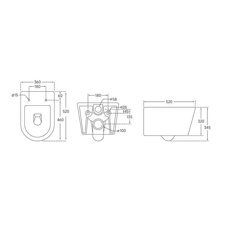 Підвісний унітаз Mixxus ELLIPSE-0306-R 520x360x365мм, система змиву RIMLESS