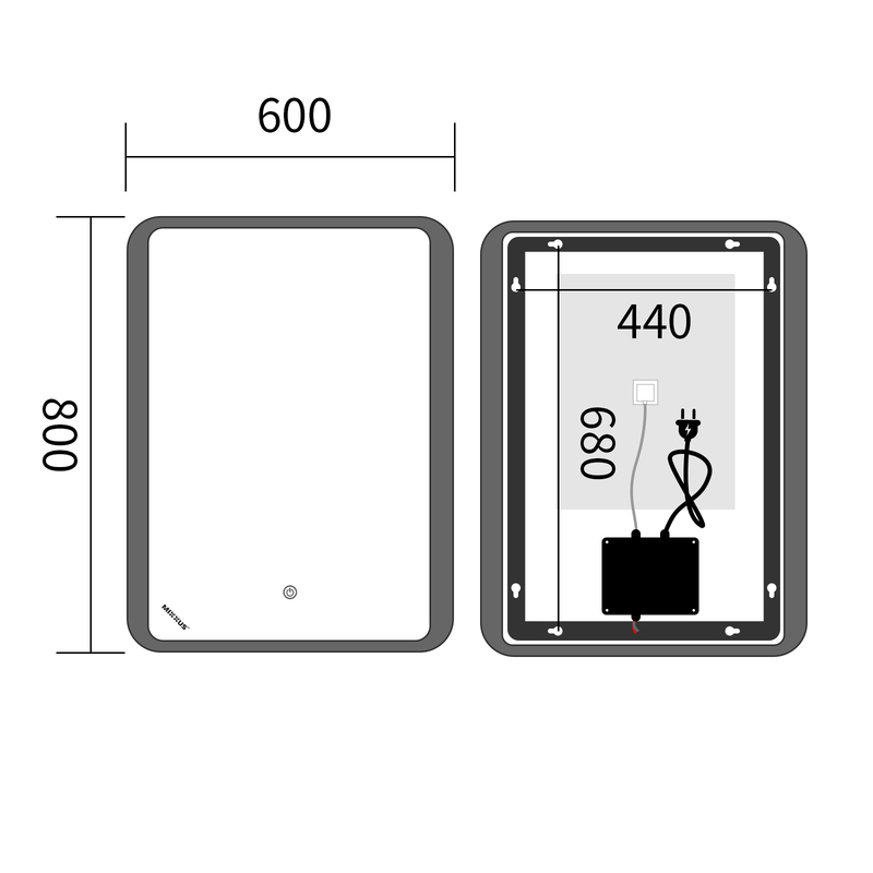 Дзеркало Mixxus Premium OLIVARY MR19-80x60-REVERSE (LED Touch, Анти-туман, димер (3-6,5kK))