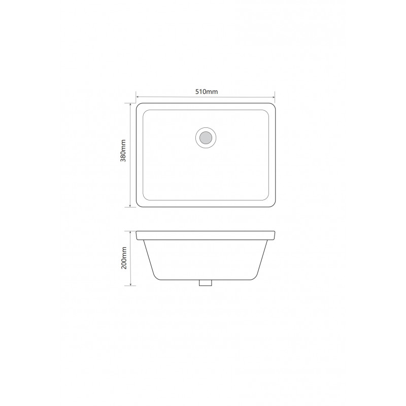 Раковина врезная под столешницу MIXXUS PREMIUM STYLE-1701 510х380х200mm с переливом