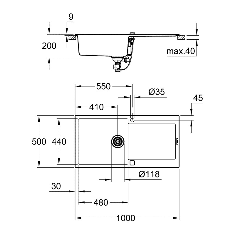 Композитная мойка для кухни Grohe K500
