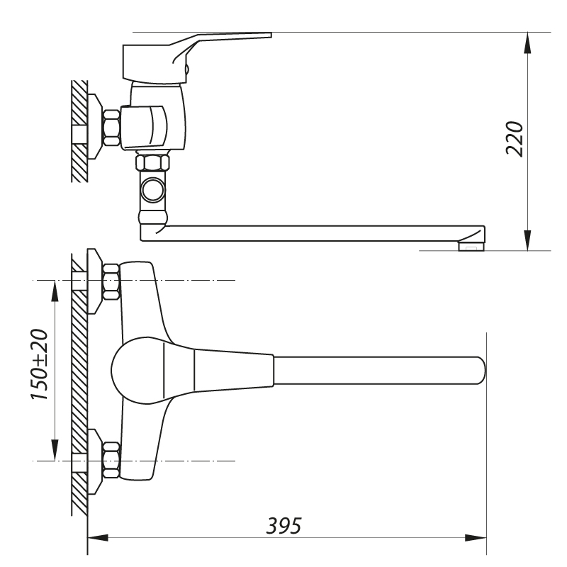 Смеситель для ванны Zerix EDN 283