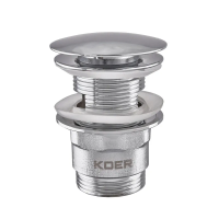 Донный клапан для умывальника с переливом Koer PW-03-01 1 1/4'' (кнопка) (Цвет хром)