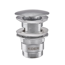 Донний клапан для умивальника з переливом Koer PW-03-01 1 1/4'' (кнопка) (Колір хром)