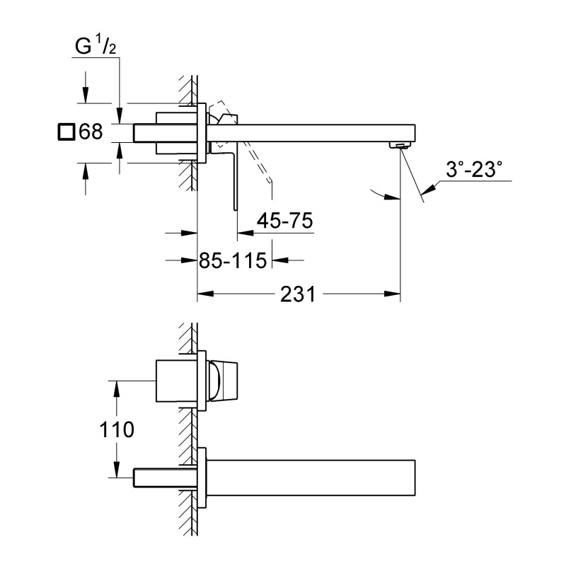 Смеситель для раковины скрытого монтажа Grohe Eurocube