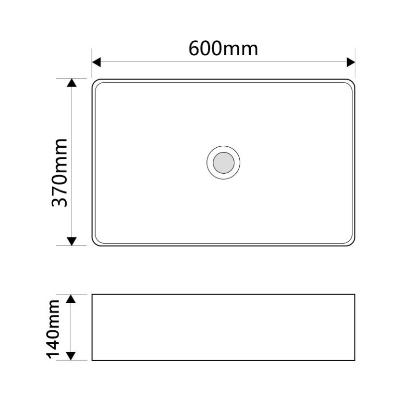 Раковина накладная Mixxus Premium QUADRO-0209 600х370х140mm с переливом