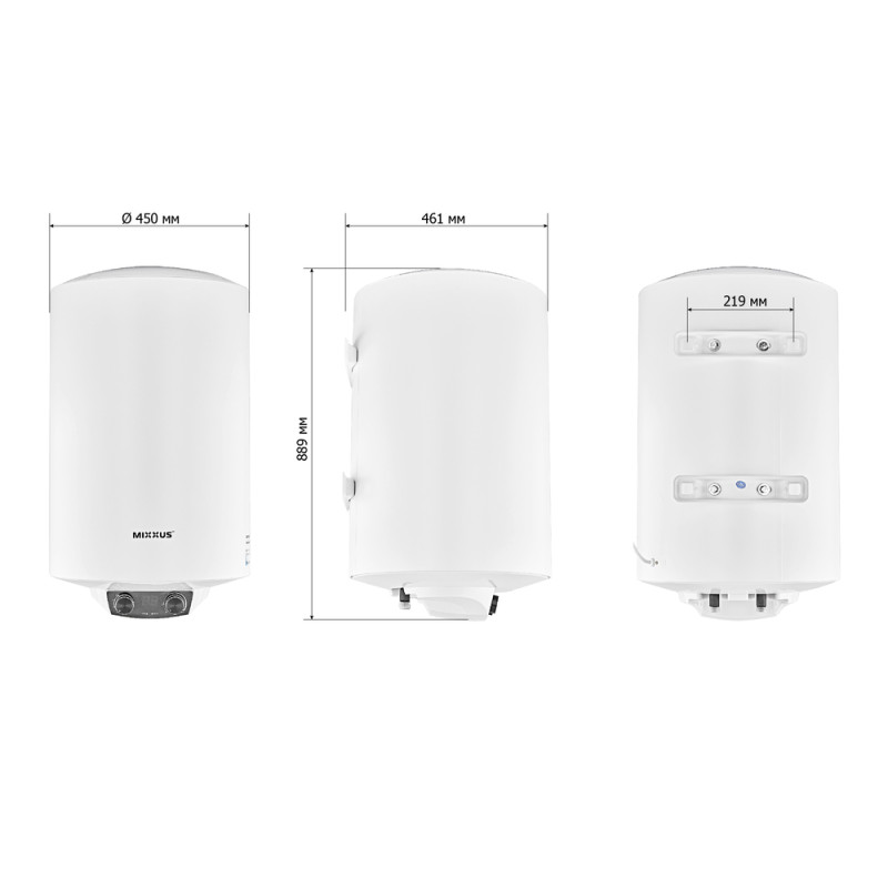 Водонагреватель "Цилиндр" MIXXUS EWH-08100 ROUND DRY накопительный 100 л, сухой тен 2 kW