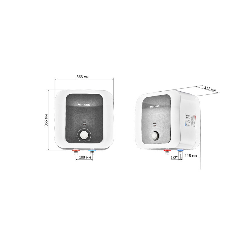 Водонагреватель "Над мойкой" MIXXUS EWH-1115 SMALL OVER накопительный 15 л, мокрый тен 1,5 kW (WH06