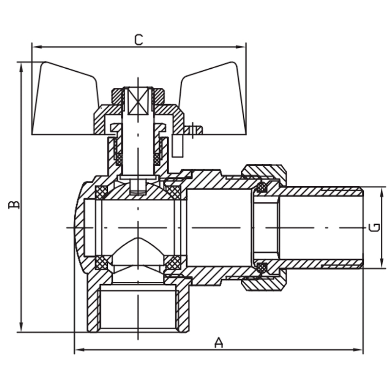 Кран з американкою 3/4" "антипротікання" (Koer KR.228-Gi) кутовий