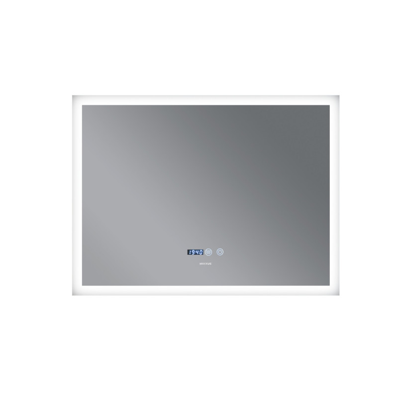 Дзеркало Mixxus FLAT MR04-100x80 з LED Touch, Anti-fog, димером, регулюванням яскравості, годинником (MI692