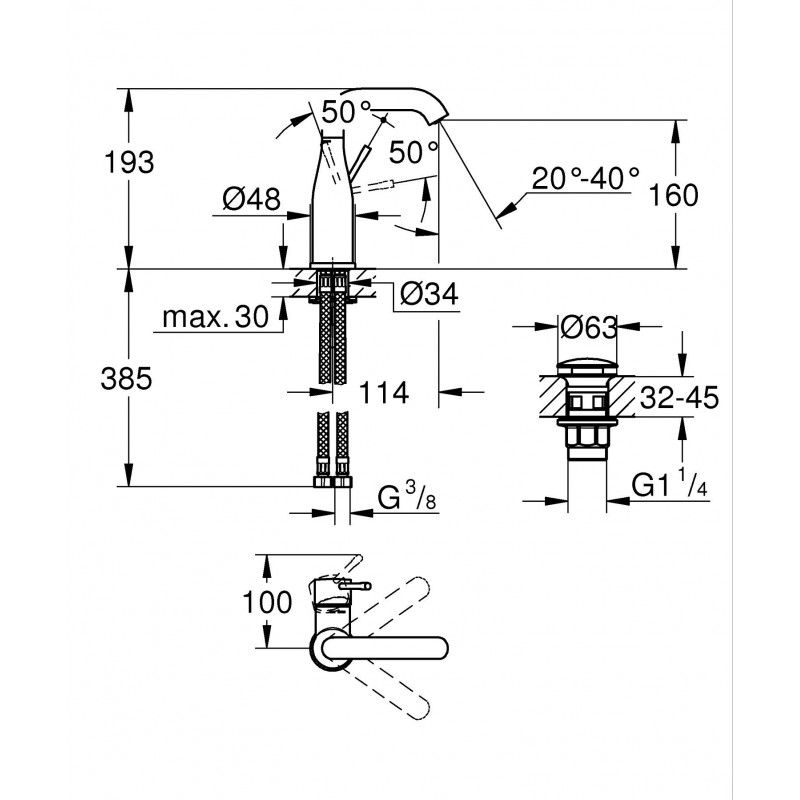 Смеситель для раковины Grohe Essence New