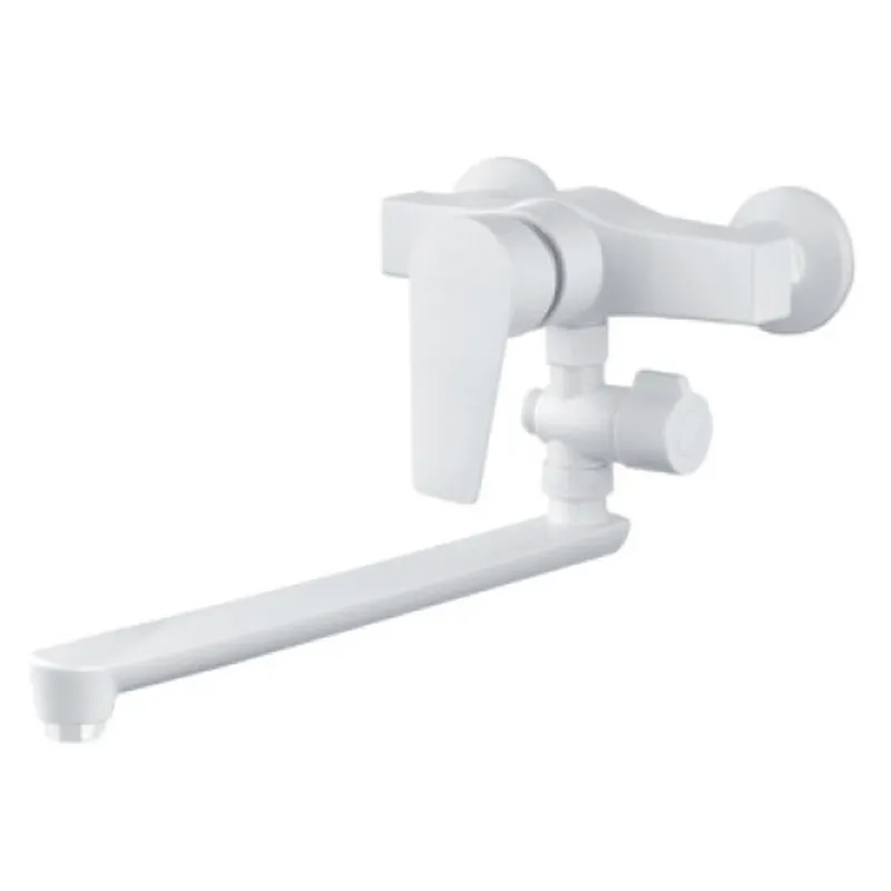 Смеситель для ванны PLAMIX OSCAR-006 SET WHITE (со шлангом, лейкой и кронштейном)