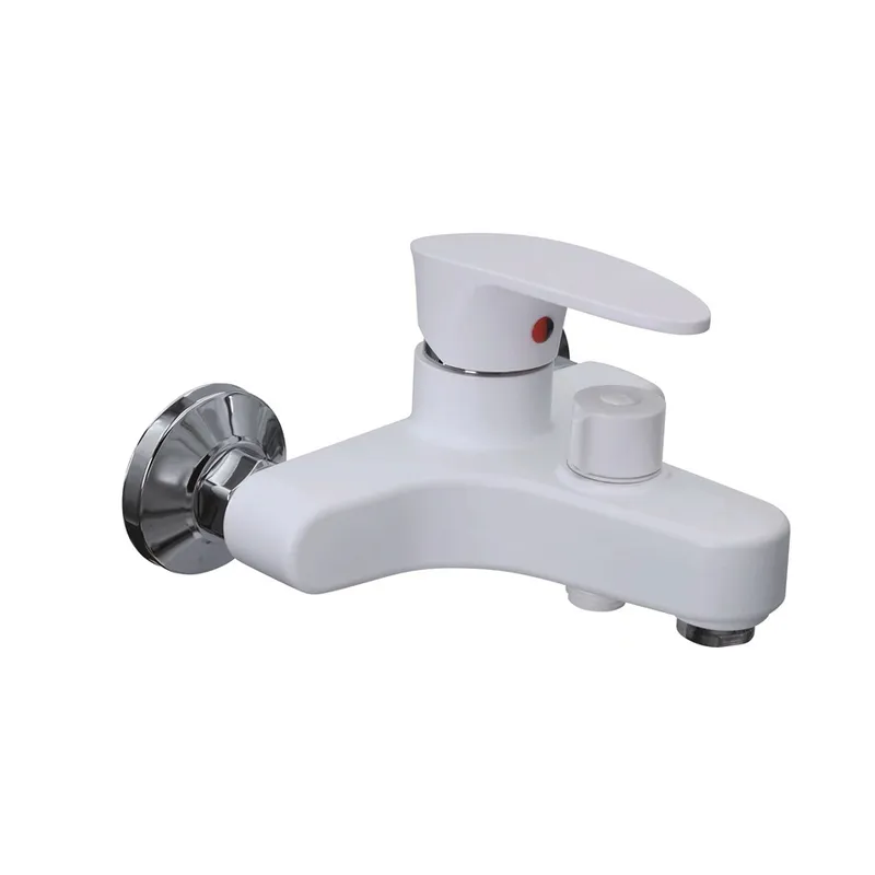 Смеситель для ванны Plamix CEZAR-009 EURO SET White, со шлангом, лейкой и кронштейном