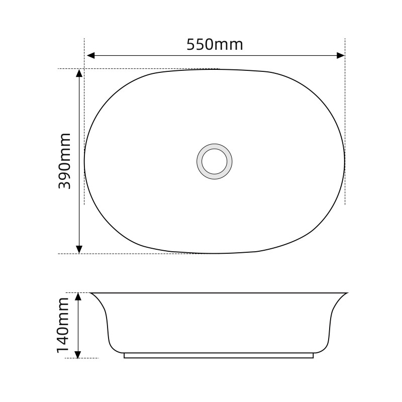 Раковина накладная Mixxus Premium ELLIPSE-0103 550х390х140mm