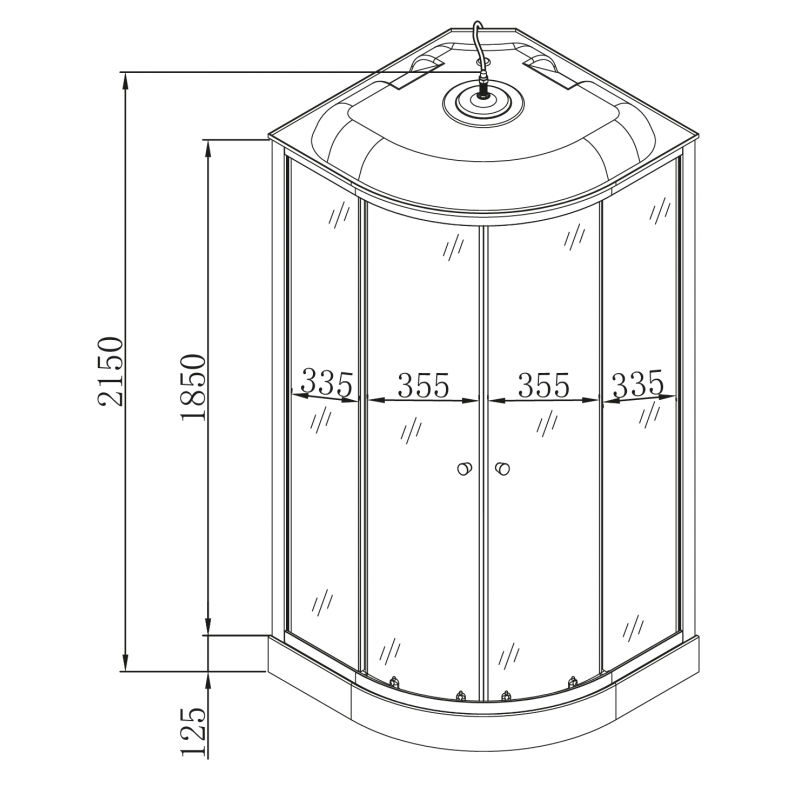 Бокс душовий без гідромасажу Mixxus STRONG SB02-90x90x215-GR SATIN з низьким піддоном