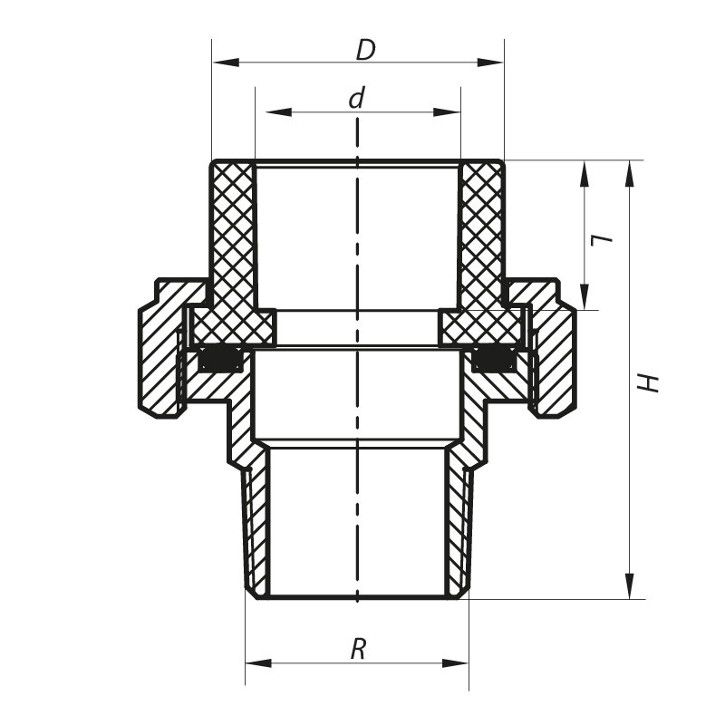 Сгон-американка НР 40x1.1/4M PPR Koer K0138.PRO