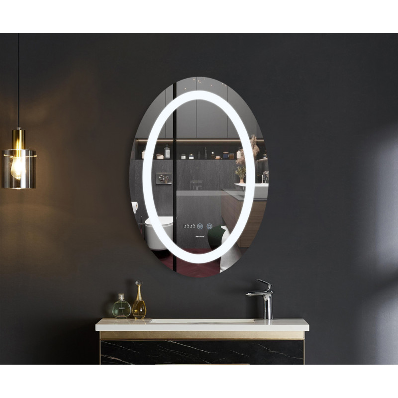 Дзеркало Mixxus PLAIN MV02-60x80 з LED Touch, Anti-fog, димером, регулюванням яскравості, годинником (MI693)