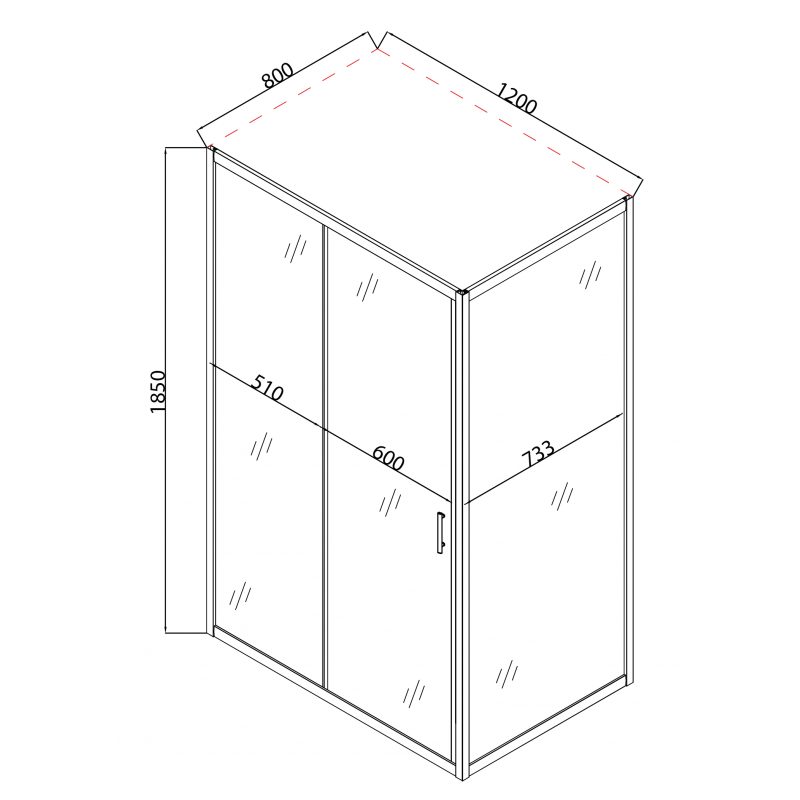 Душова кабіна без піддона Mixxus HARD SC01-120x80x185-TR CHROME прозоре скло 5мм