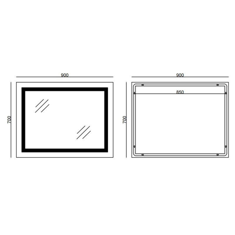 Дзеркало Mixxus STYLE MR13-90x70-REVERSE з LED Touch, Anti-fog, димером, регулюванням яскравості
