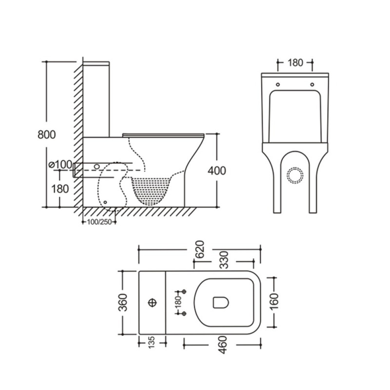 Унитаз-компакт Mixxus STYLE-0403-R 620х360х800mm, система смыва RIMLESS