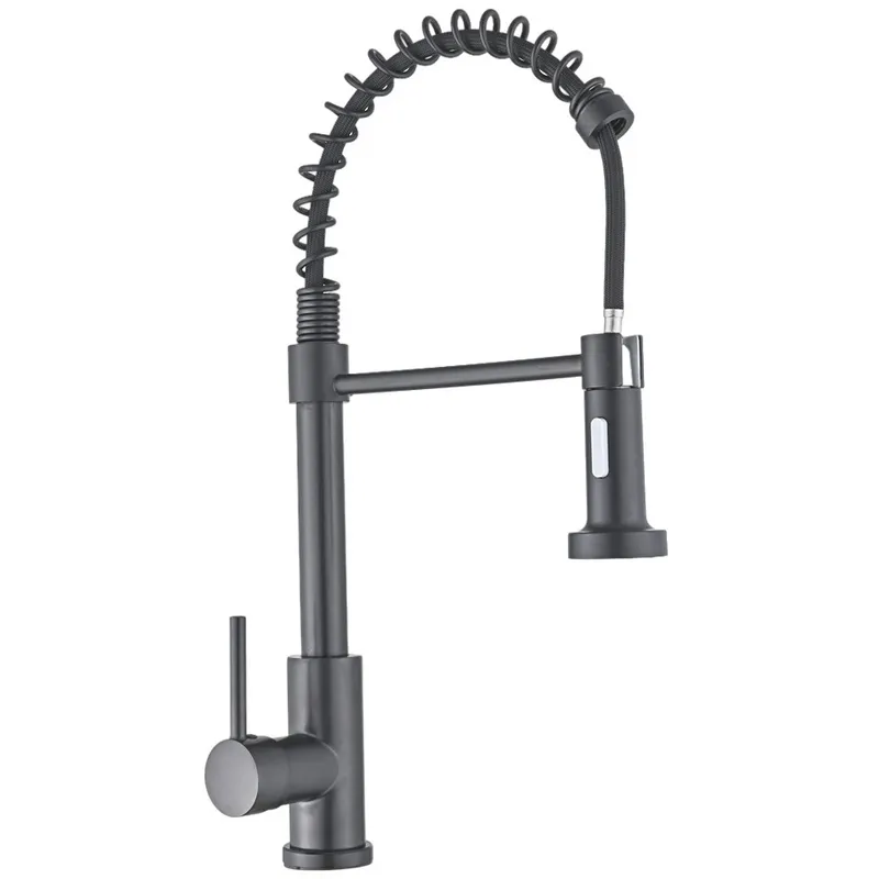 Смеситель для кухні з виливом пружина Mixxus Premium SPRING 017 GRAPHITE