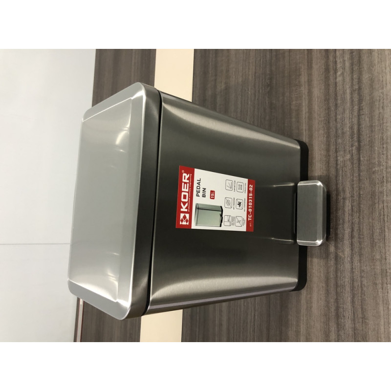 Мусорное ведро с плавным закрытием прямоугольное Koer TC-010315-02 15 л цвет нержавейка