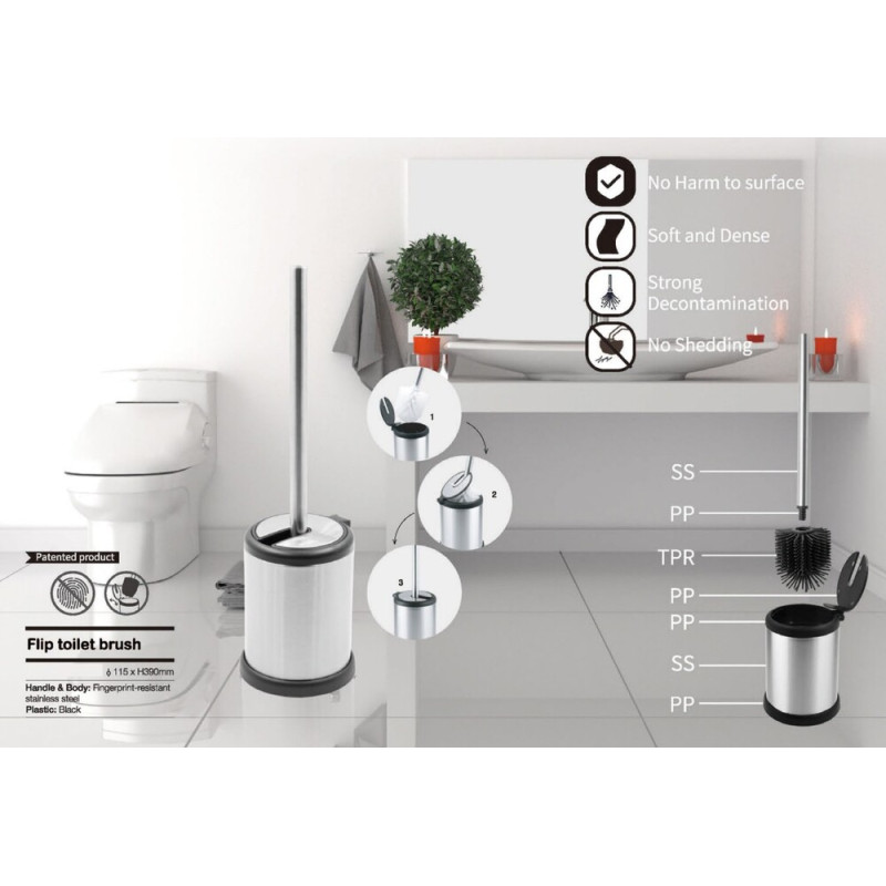 Ершик для унитаза напольный Mixxus Topper-TB0201 White цвет белый