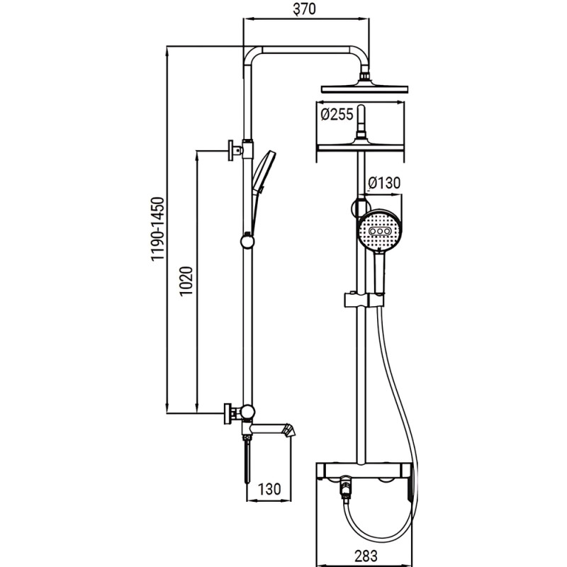 Душевая колонна со смесителем Koer KB-56029-01 3 функции, цвет хром