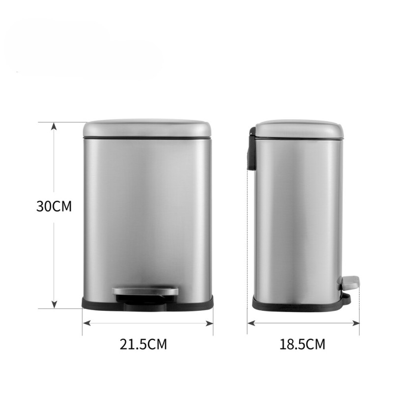 Мусорное ведро с плавным закрытием прямоугольное Mixxus Premium Style-TC0305 SS Color 5л цвет нержа