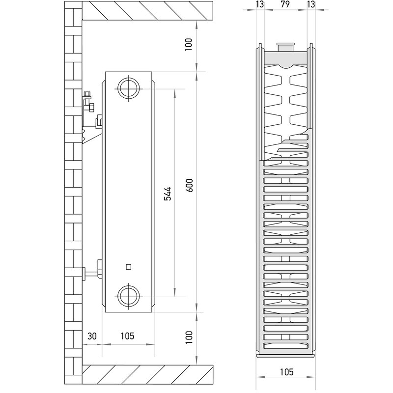 Стальной радиатор Europroduct 22 x 600 x 2000 (боковое подкл.)