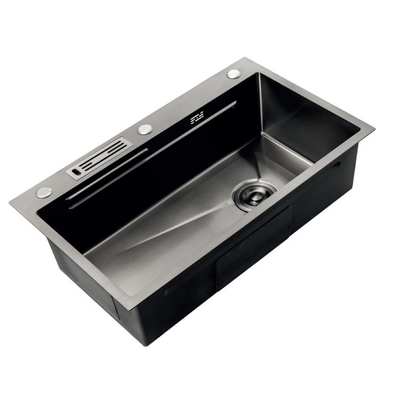 Мойка Mixxus Premium MH7545-SET-05 NANO-BLACK (3.0/0.8) комплект (графит)
