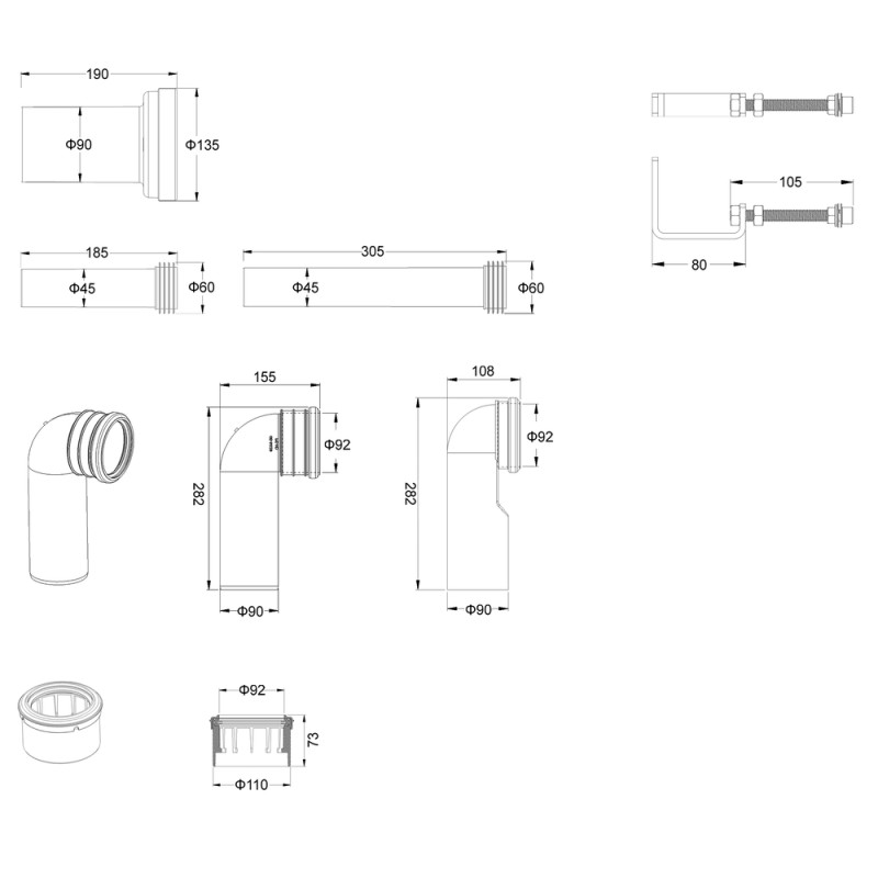 Комплект установочный для унитаза Koer KT-0502-05 (с пан. смыва KT-0602-05 Черная матовая + звукоиз