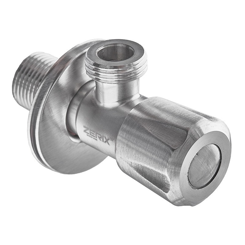 Кран для подключ. сантехприборов Zerix VAL-04-1/2x1/2 с нерж. ст.SUS304