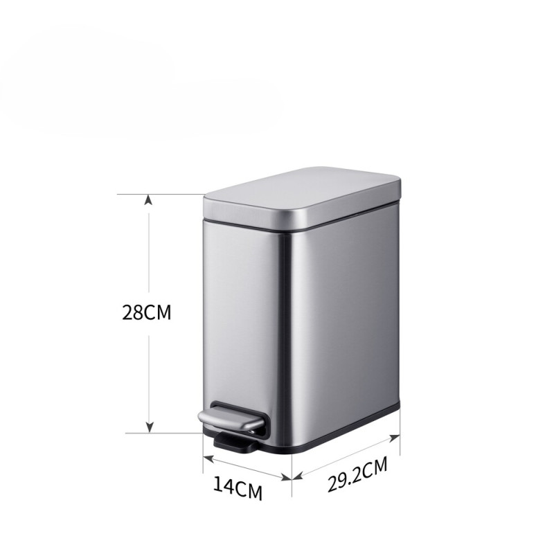 Мусорное ведро с плавным закрытием прямоугольное Mixxus Premium Quadro-TC0105 SS Color 5л цвет нерж