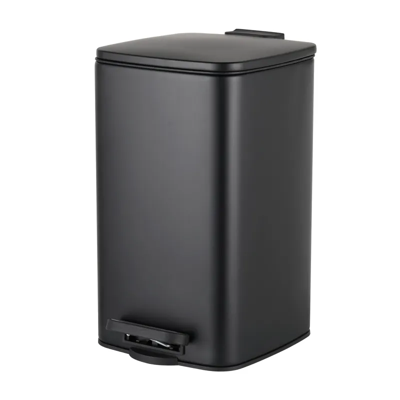 Мусорное ведро с плавным закрытием квадратное Zerix Kubix-TC0108 Black 8 л цвет черный