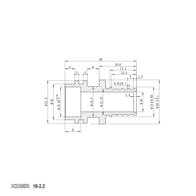 Трубка Г-образная для подсоединения радиатора Koer KA.D16-250 - 16(2.2mm) x 15-250mm