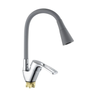 Смеситель для кухни с силиконовым изливом Champion YUB 011-181 (Nut) Refl.Grey