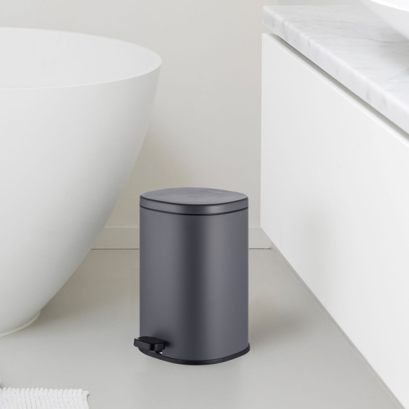 Мусорное ведро с плавным закрытием овальное Mixxus Premium Olivary-TC0105 Graphite 5 л цвет графит