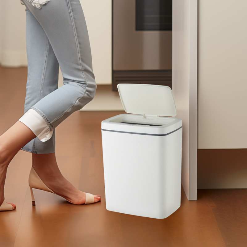 Мусорное ведро сенсорное прямоугольное Mixxus WAVE-TC0110 White 10 л цвет белый