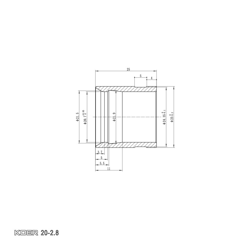 Гильза монтажная надвижная Koer KA.S20 - 20-2.8mm
