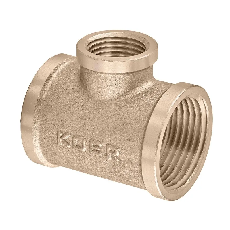 Тройник редукционный Koer KF.T100610F.WN - 1"х1/2"х1" FFF без никеля