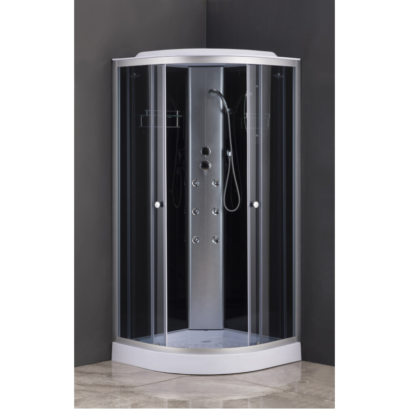 Бокс душевой с гидромассажем Mixxus STRONG SBH02-90x90x215-GR SATIN низкий поддон