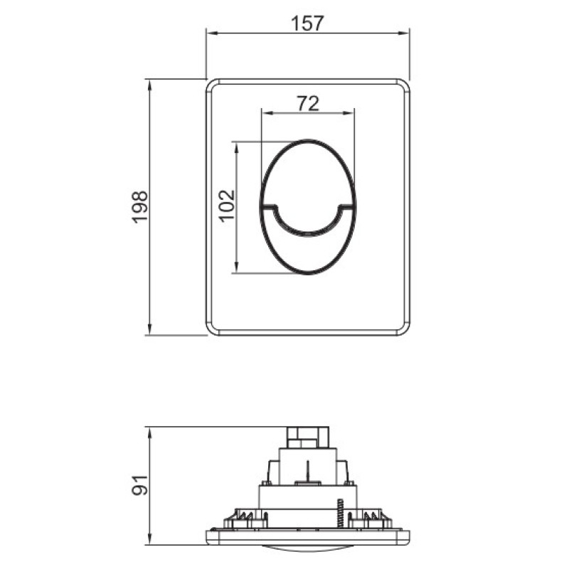 Панель смыва пластиковая Koer KT-0606-05 157x198x3mm, закругленная кнопка