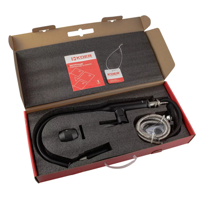 Кухонный смеситель с выдвижным изливом KOER KI-70004-05 (нерж. сталь)