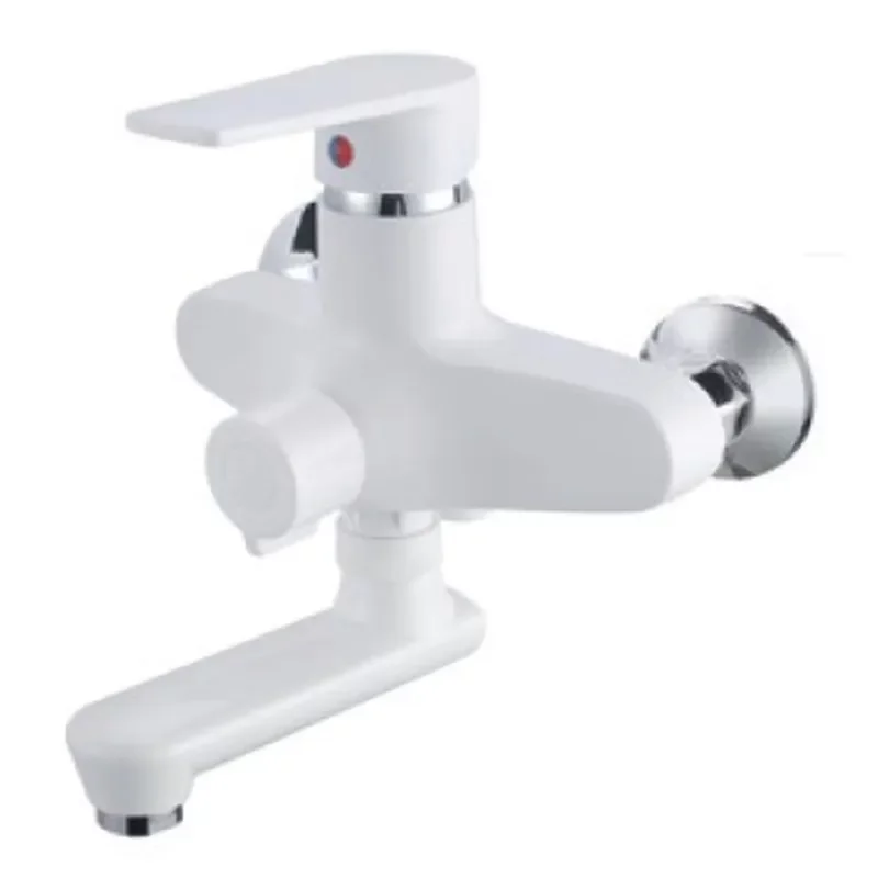 Смеситель для ванны PLAMIX OSCAR-008 EURO SET WHITE (со шлангом, лейкой и кронштейном)
