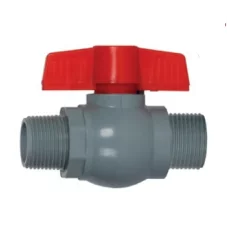 Кран шаровой PLAMIX PVN-1/2" MM PVC, ручка "бабочка" (grey+red)