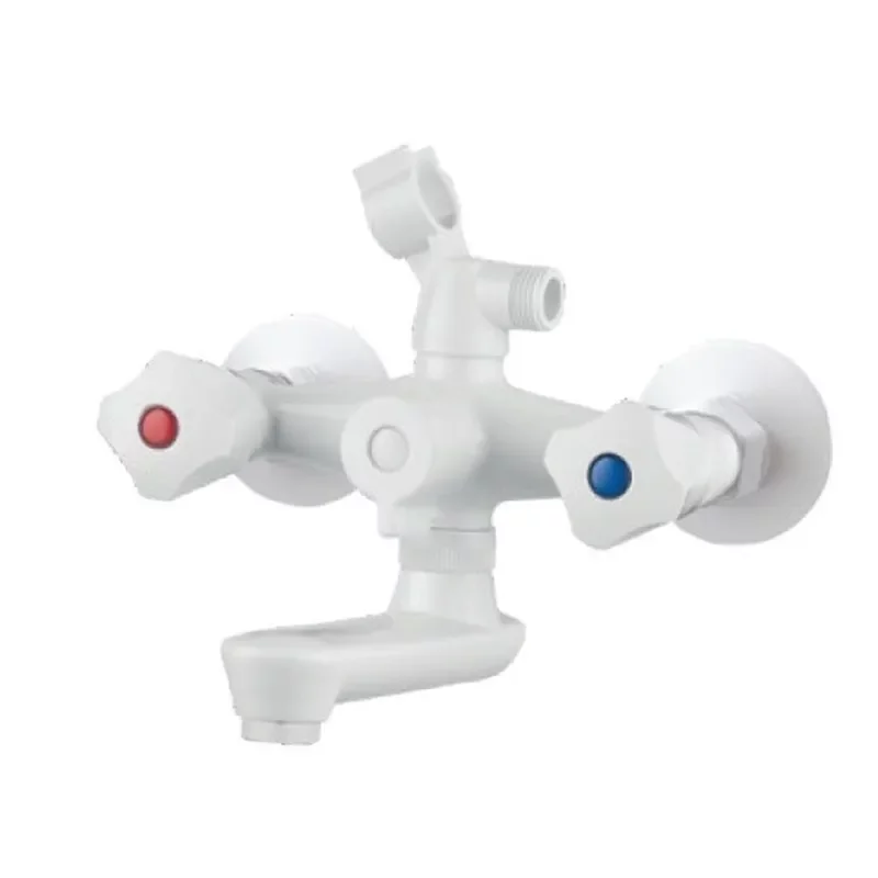 Смеситель для ванны PLAMIX OMEGA-142 EURO SET WHITE (со шлангом, лейкой и кронштейном)