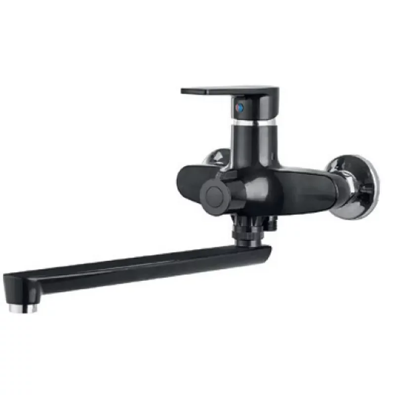 Смеситель для ванны PLAMIX OSCAR-006 EURO SET BLACK (со шлангом, лейкой и кронштейном)