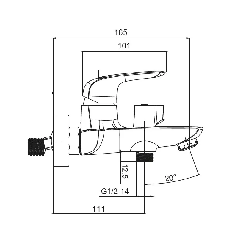 Смеситель для ванны с коротким изливом Koer KB-40008-01 (Цвет хром)